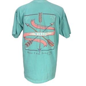 Southern Comfort Teal Blue Wired T Shirt‎ Here I Am Send Me Size Medium